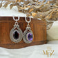 Vintage Oval Sterling Silver Pendant with Amethyst or Garnet