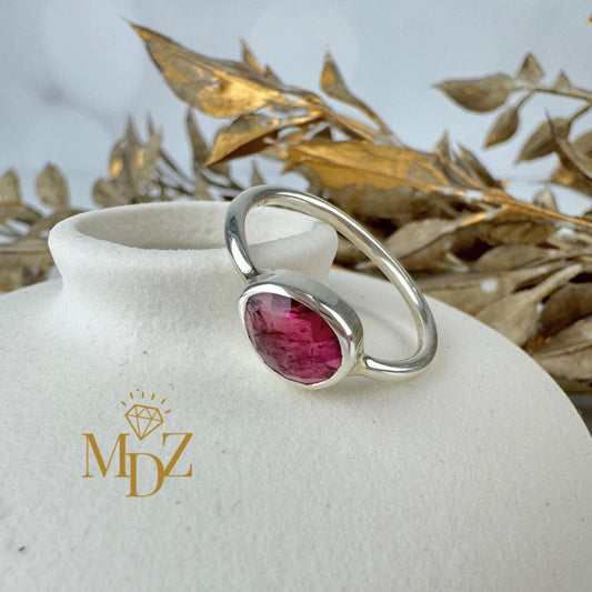 Sterling Silver Natural Pink Tourmaline Ring