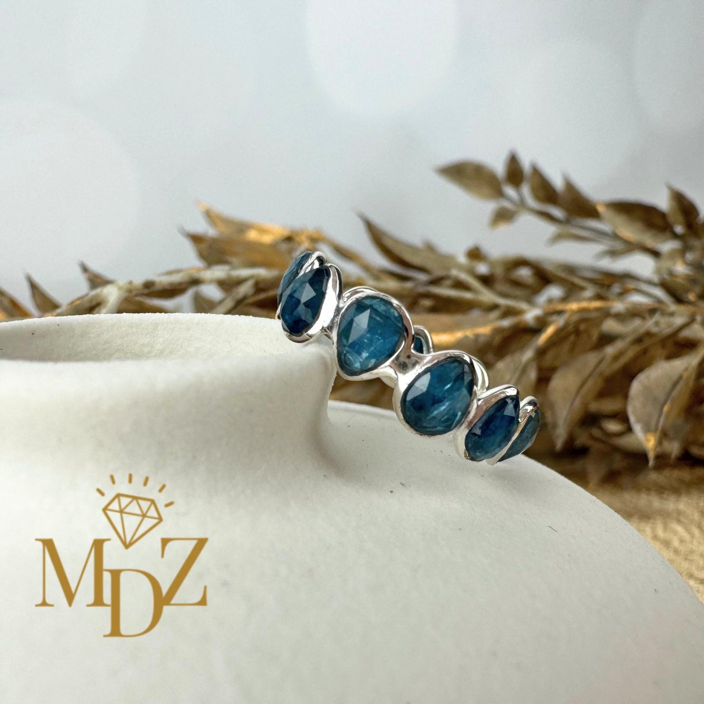 Sterling Silver Natural London Blue Topaz Eternity Ring