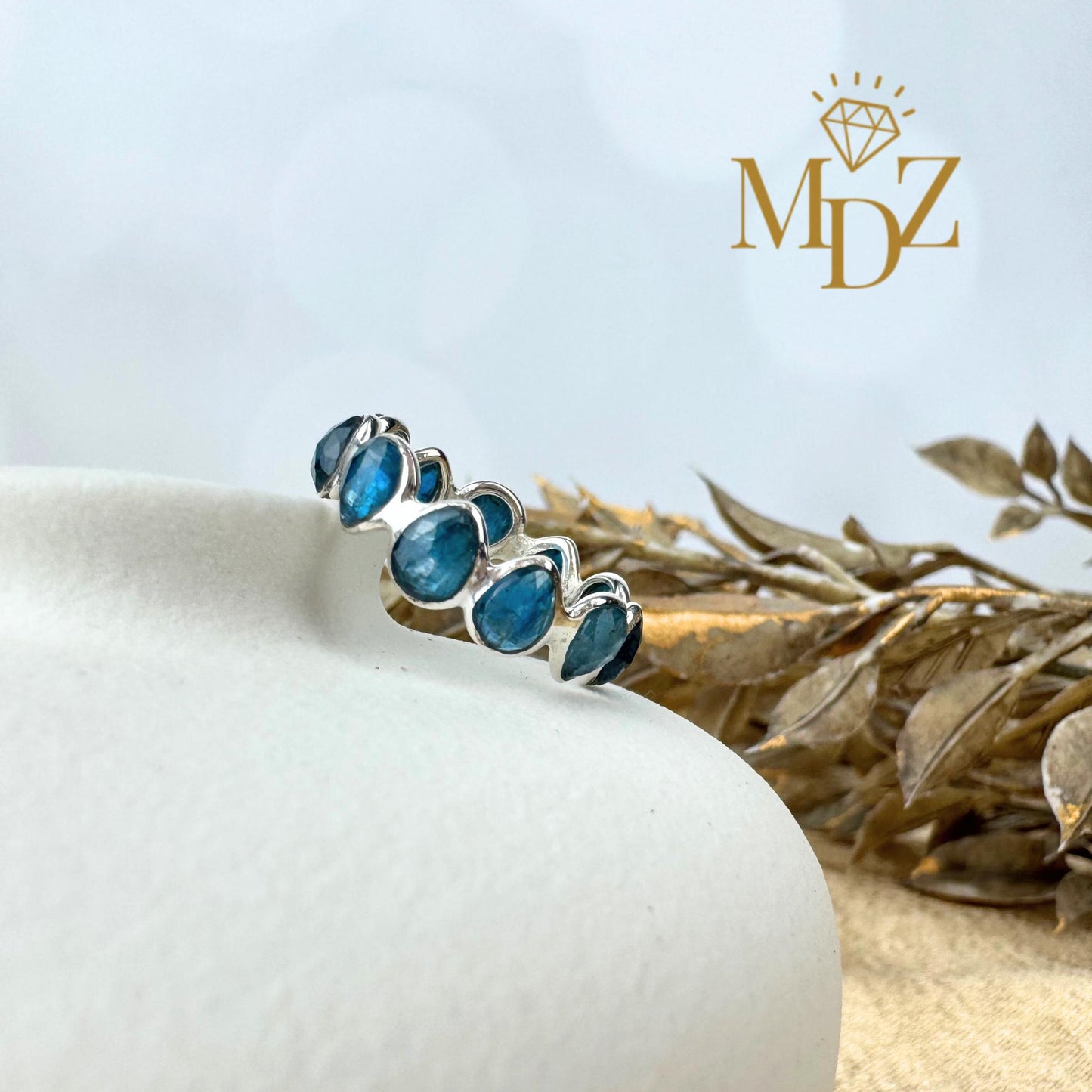 Sterling Silver Natural London Blue Topaz Eternity Ring