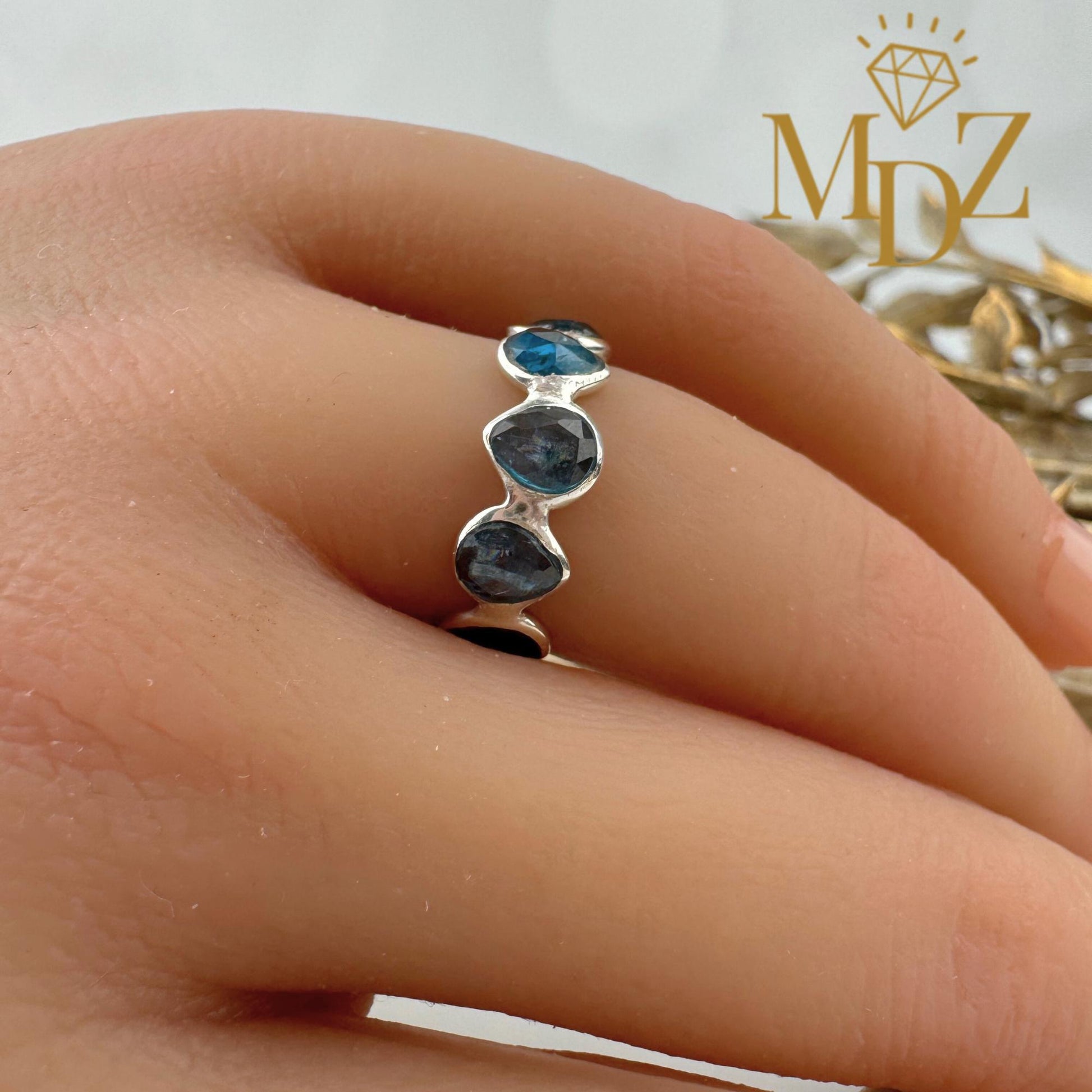 Sterling Silver Natural London Blue Topaz Eternity Ring