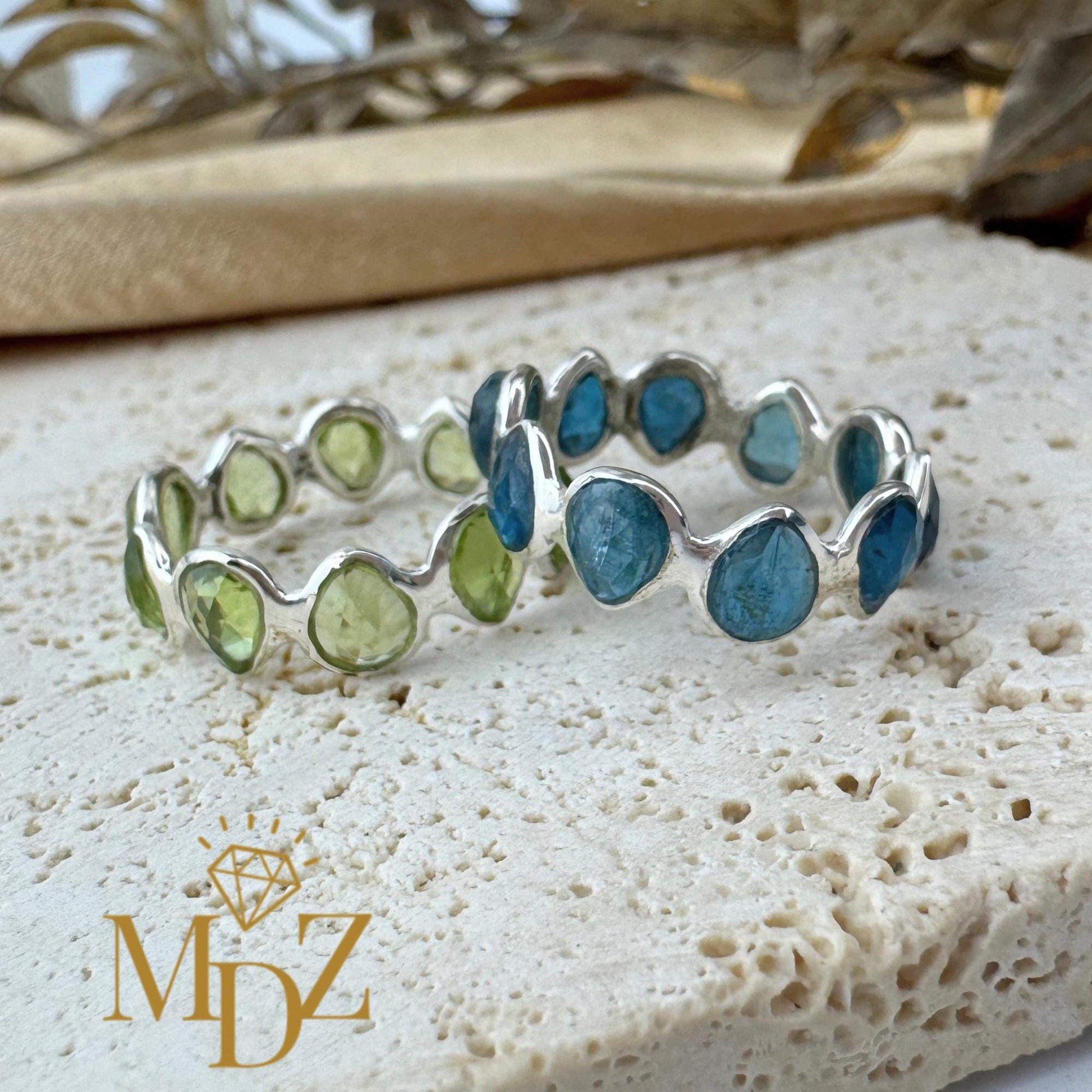 Sterling Silver Natural London Blue Topaz Eternity Ring