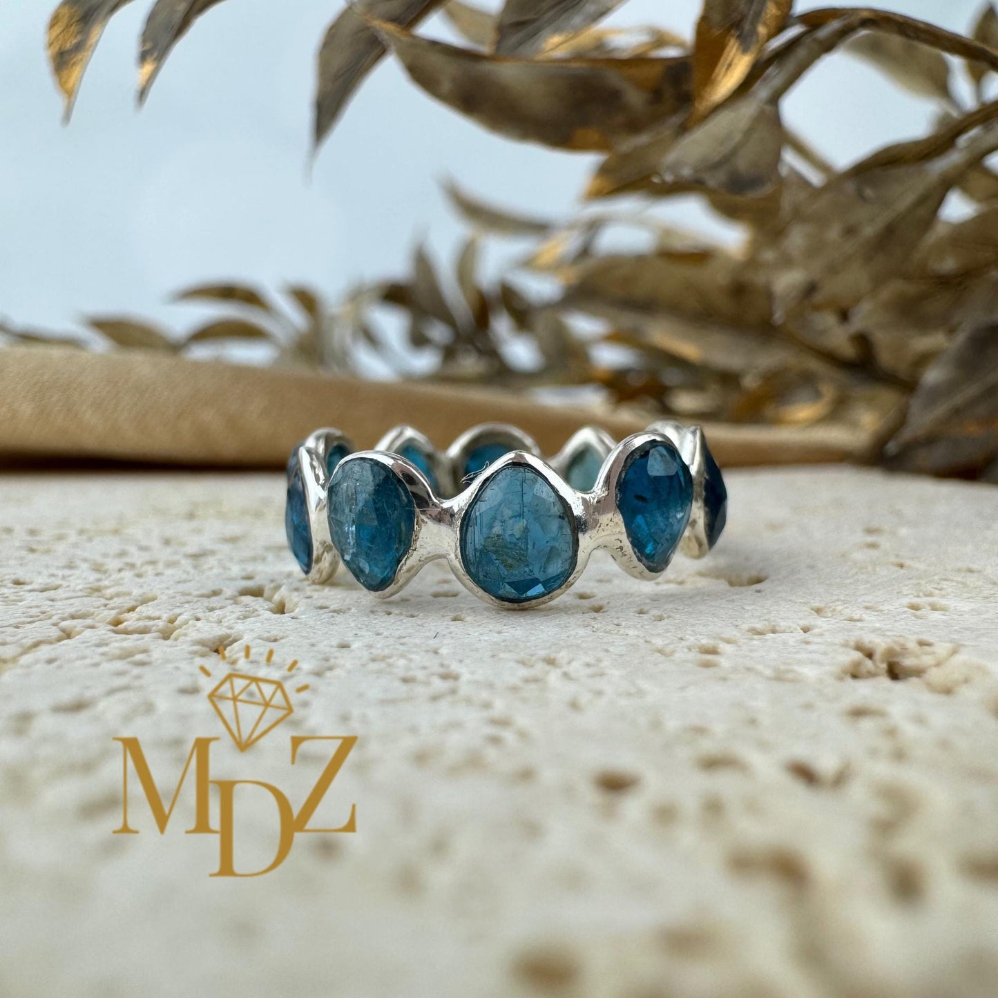 Sterling Silver Natural London Blue Topaz Eternity Ring