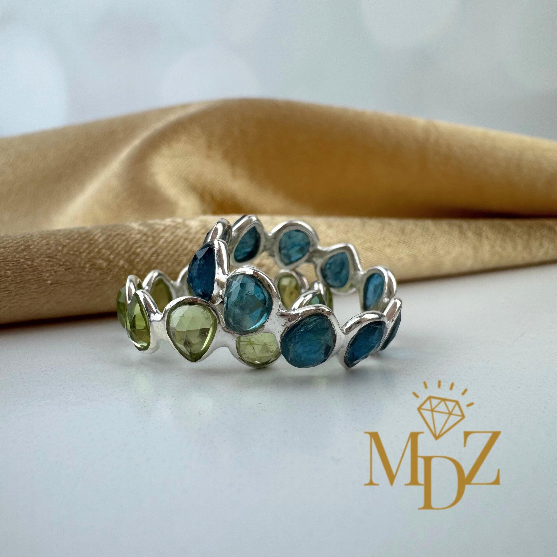 Sterling Silver Natural London Blue Topaz Eternity Ring