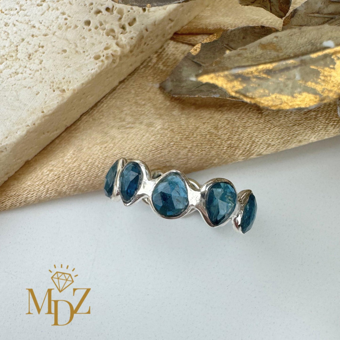 Sterling Silver Natural London Blue Topaz Eternity Ring