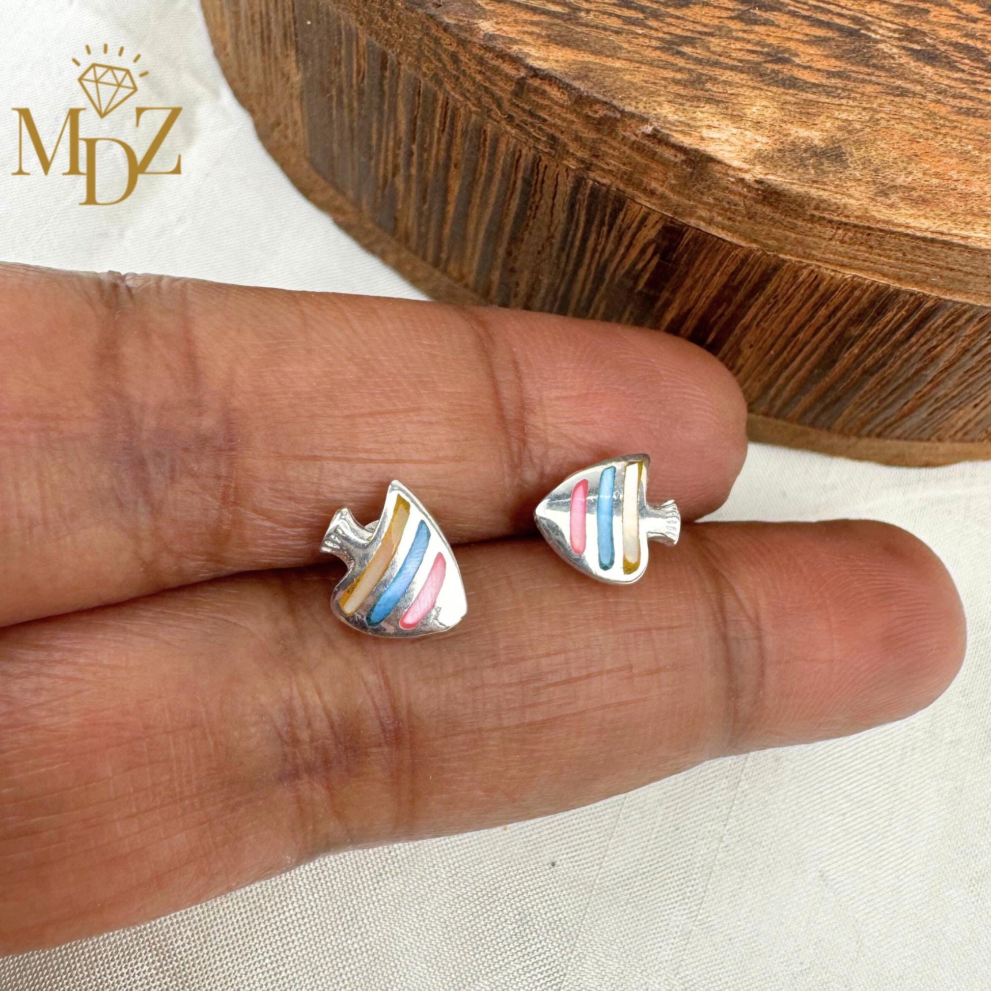 Sterling Silver Fish Earring Studs