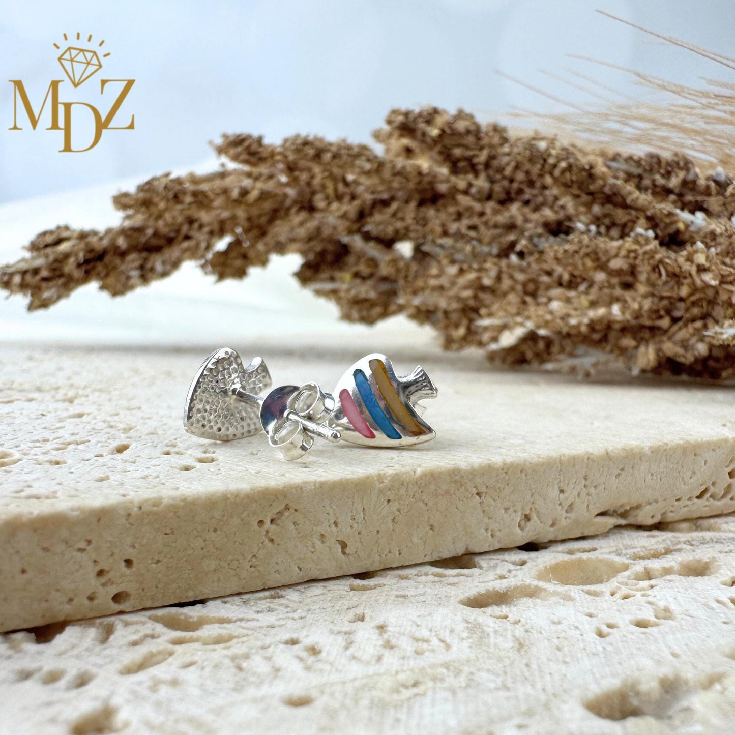 Sterling Silver Fish Earring Studs