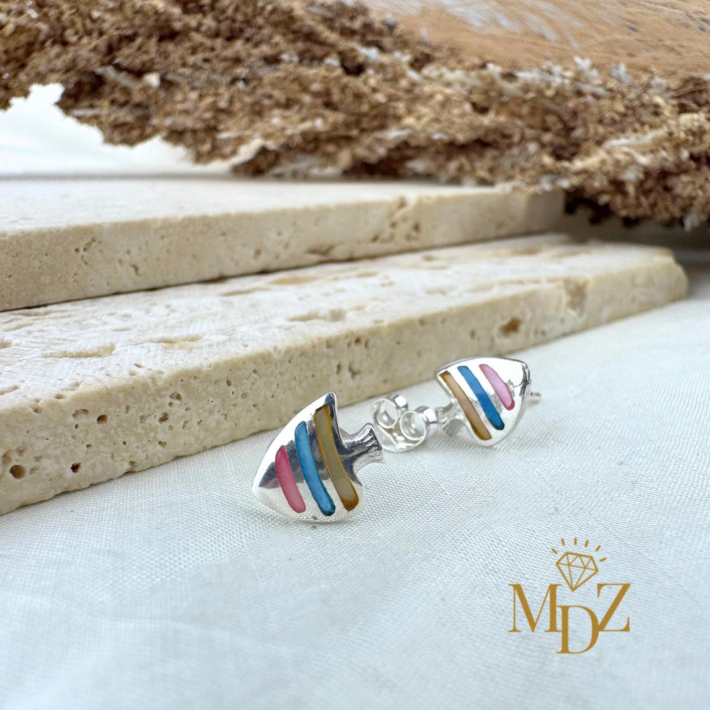 Sterling Silver Fish Earring Studs