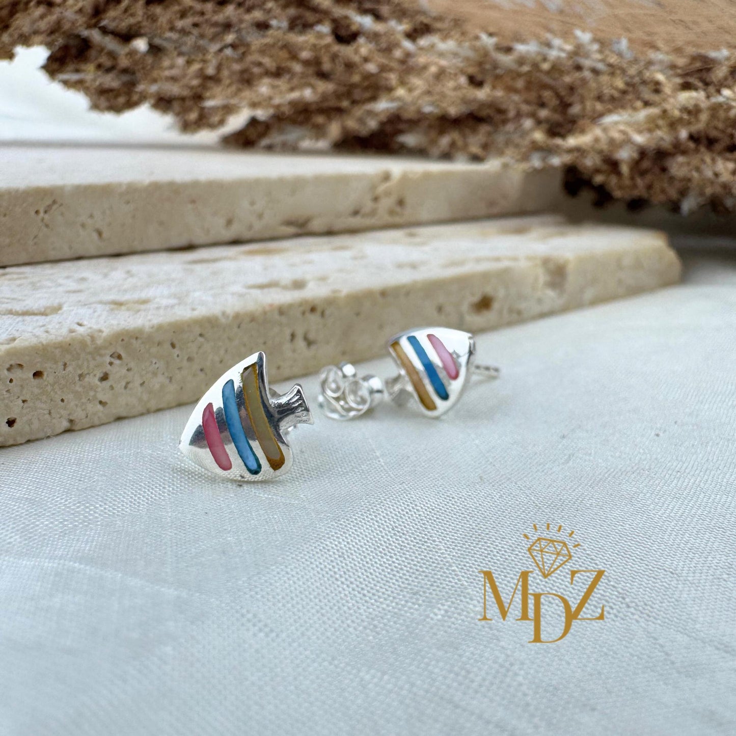 Sterling Silver Fish Earring Studs