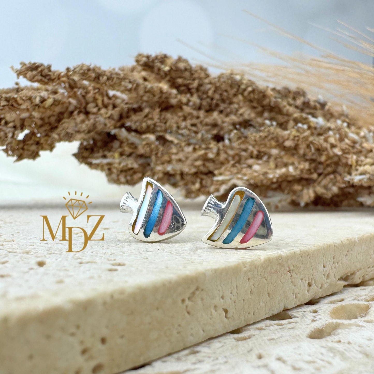 Sterling Silver Fish Earring Studs