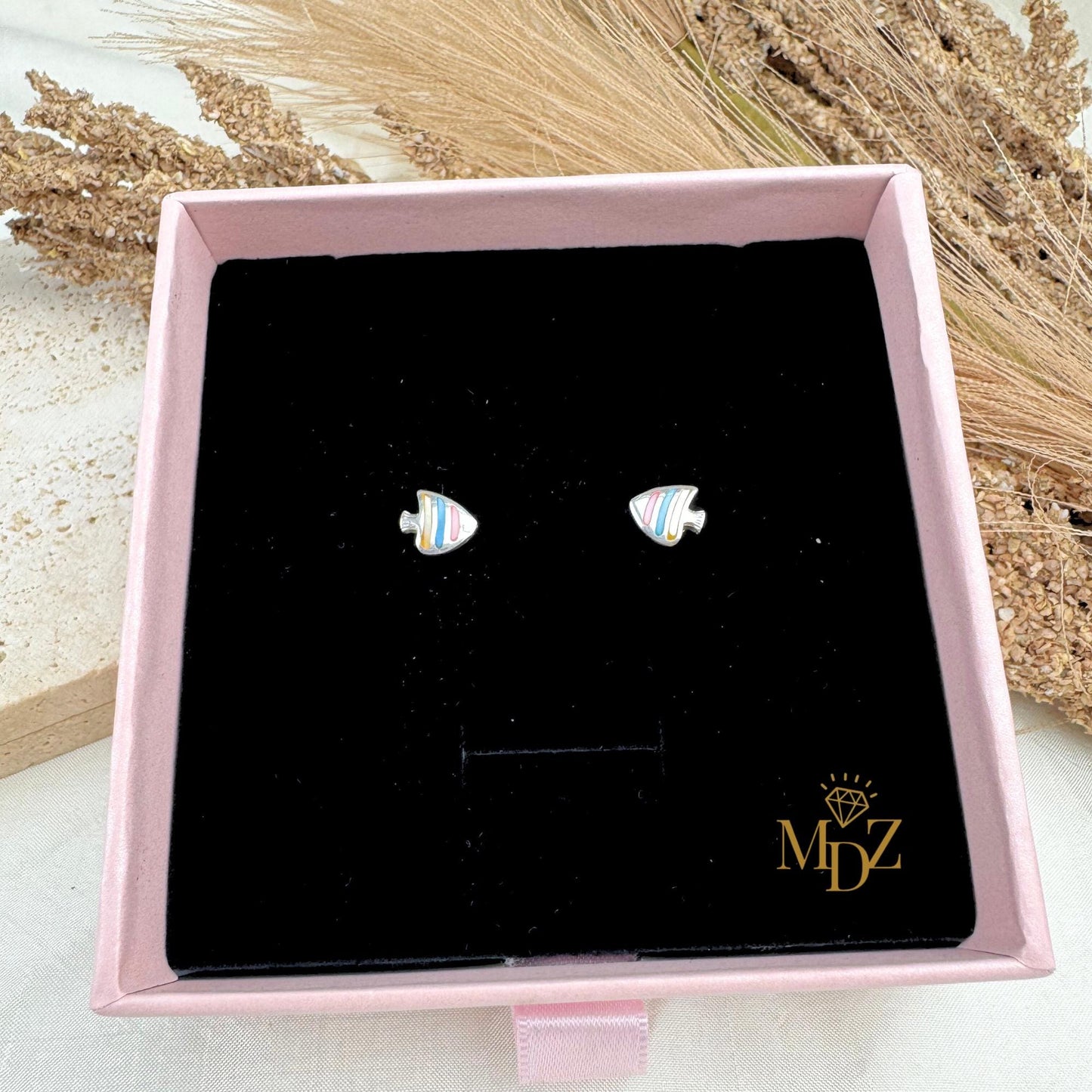 Sterling Silver Fish Earring Studs