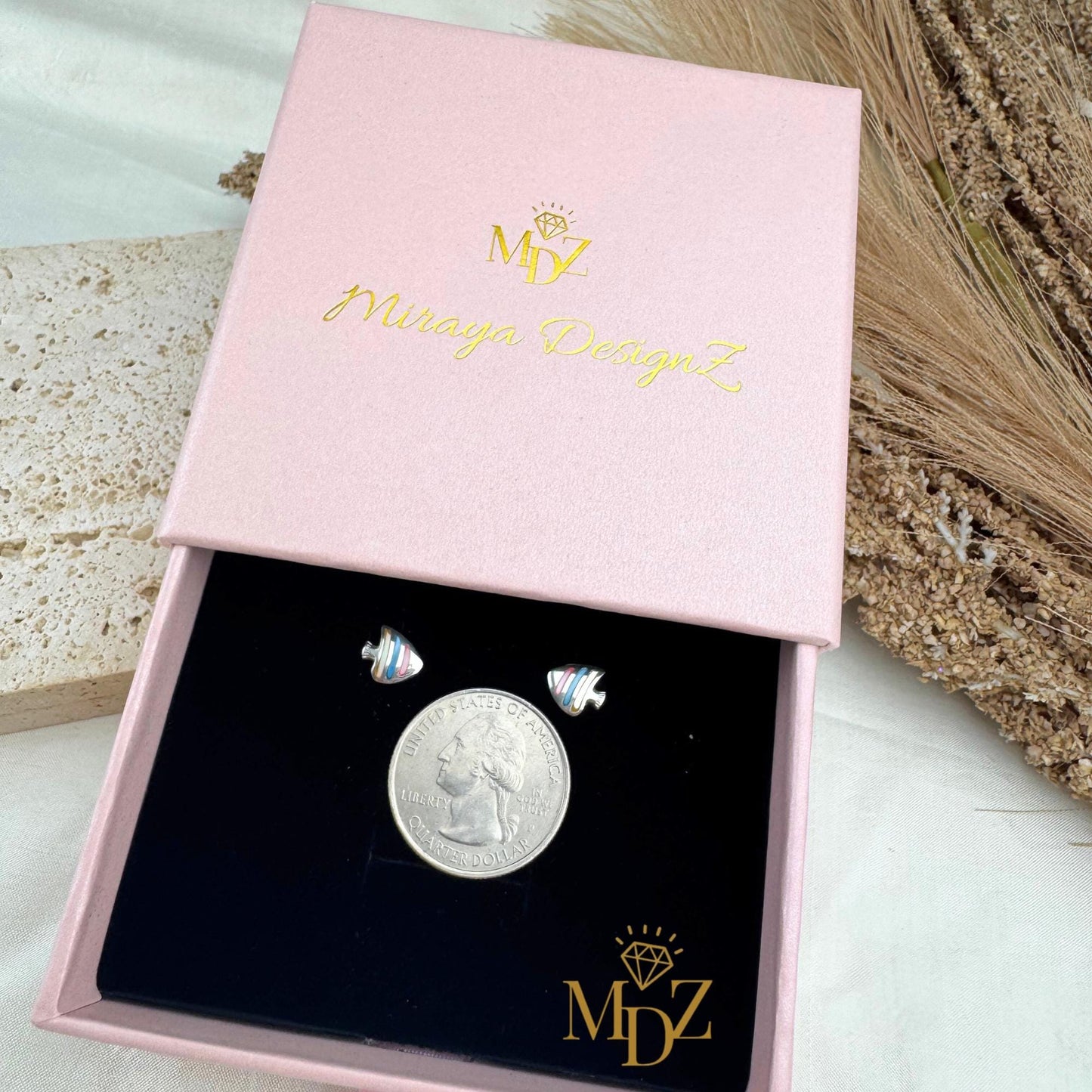 Sterling Silver Fish Earring Studs