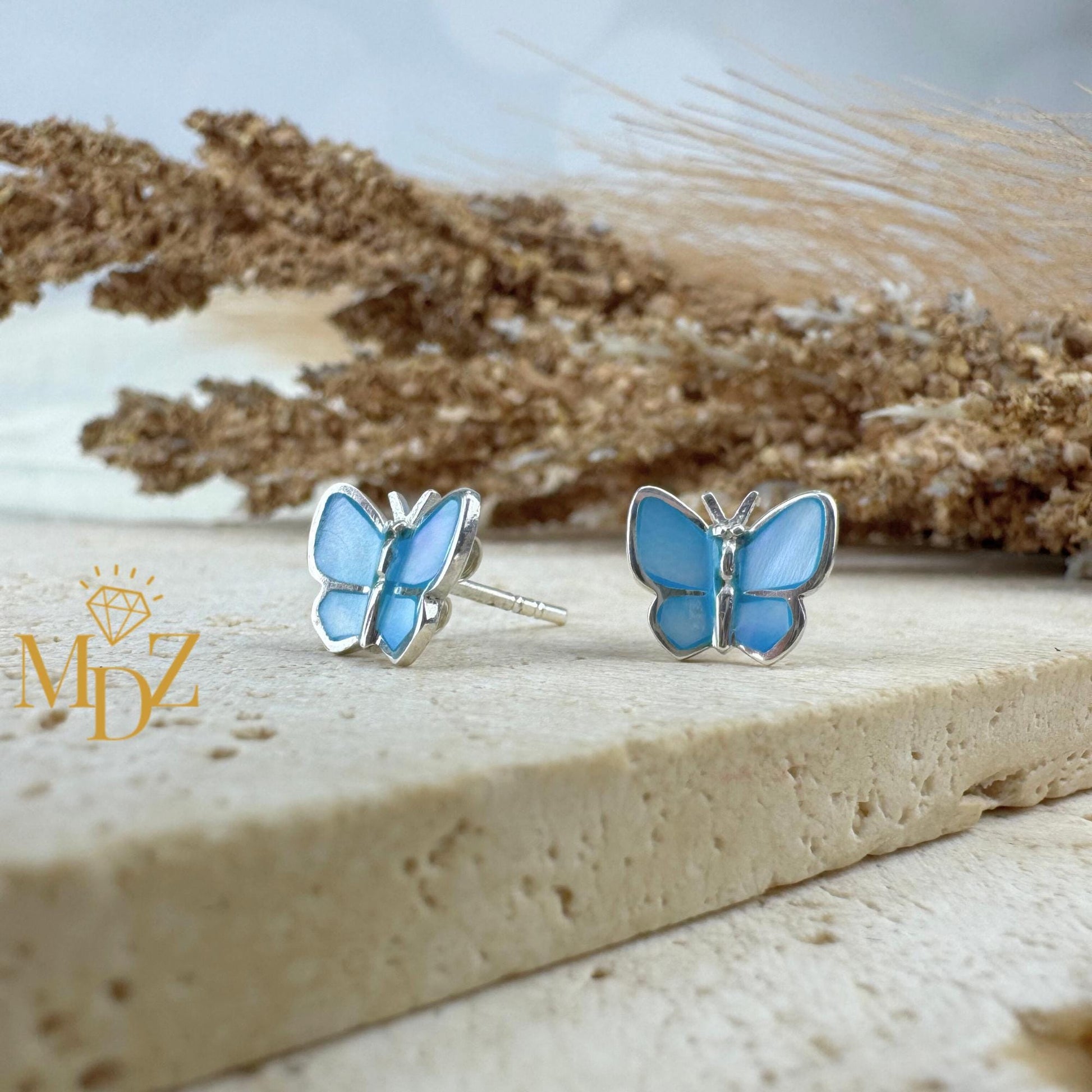 Blue Butterfly Earrings Stud
