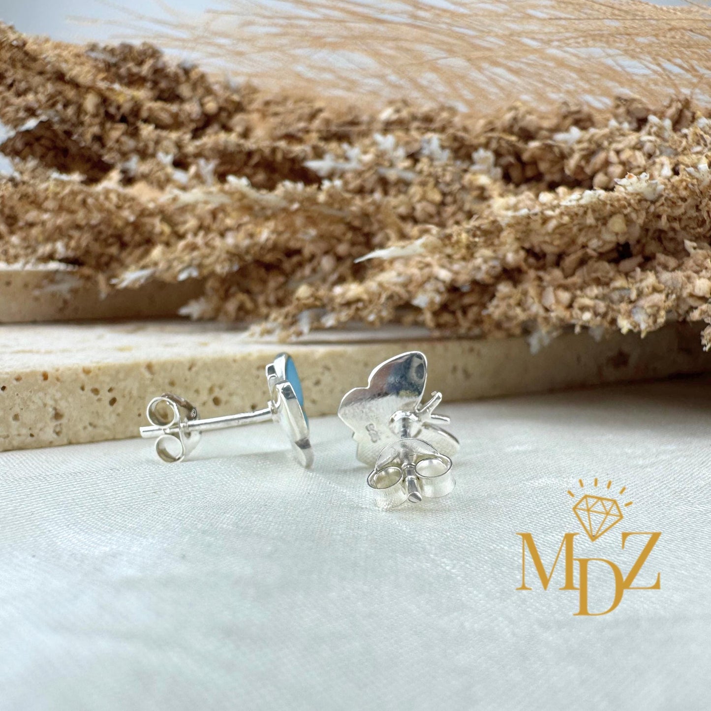 Blue Butterfly Earrings Stud