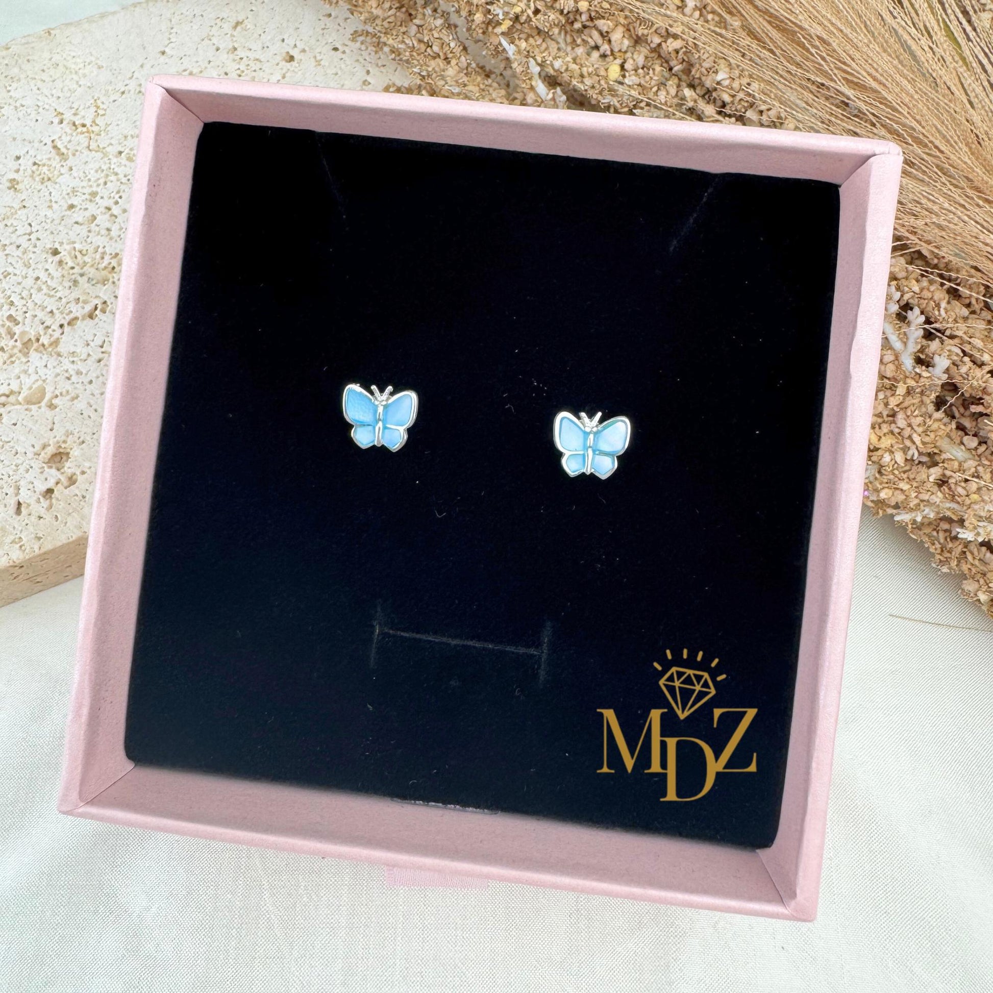 Blue Butterfly Earrings Stud