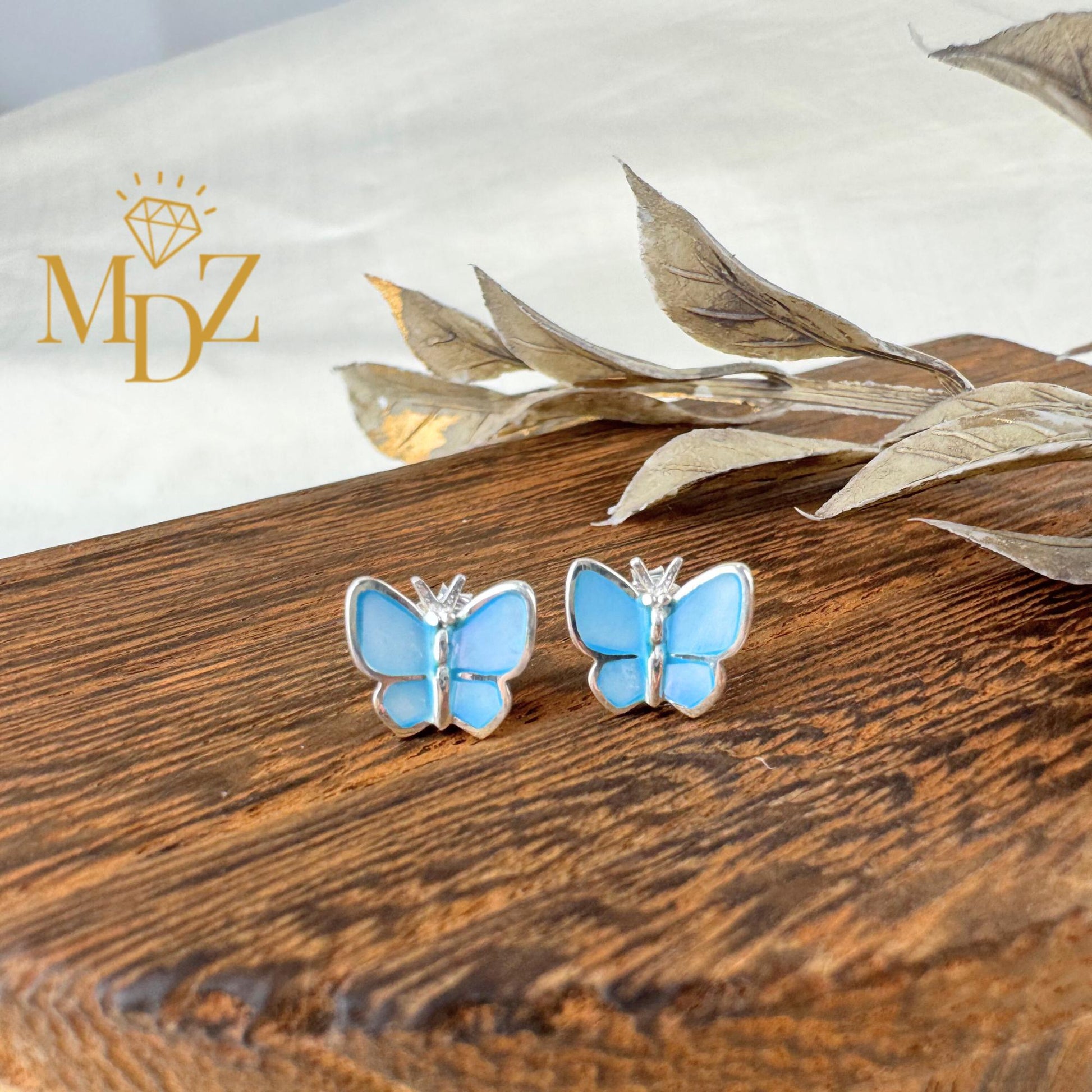 Blue Butterfly Earrings Stud