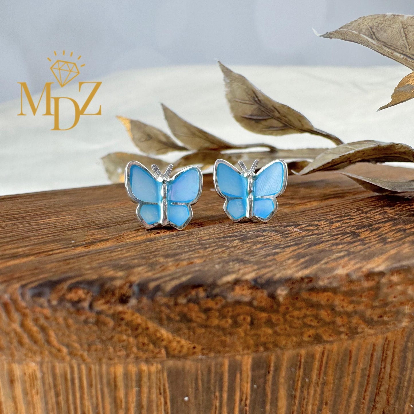 Blue Butterfly Earrings Stud