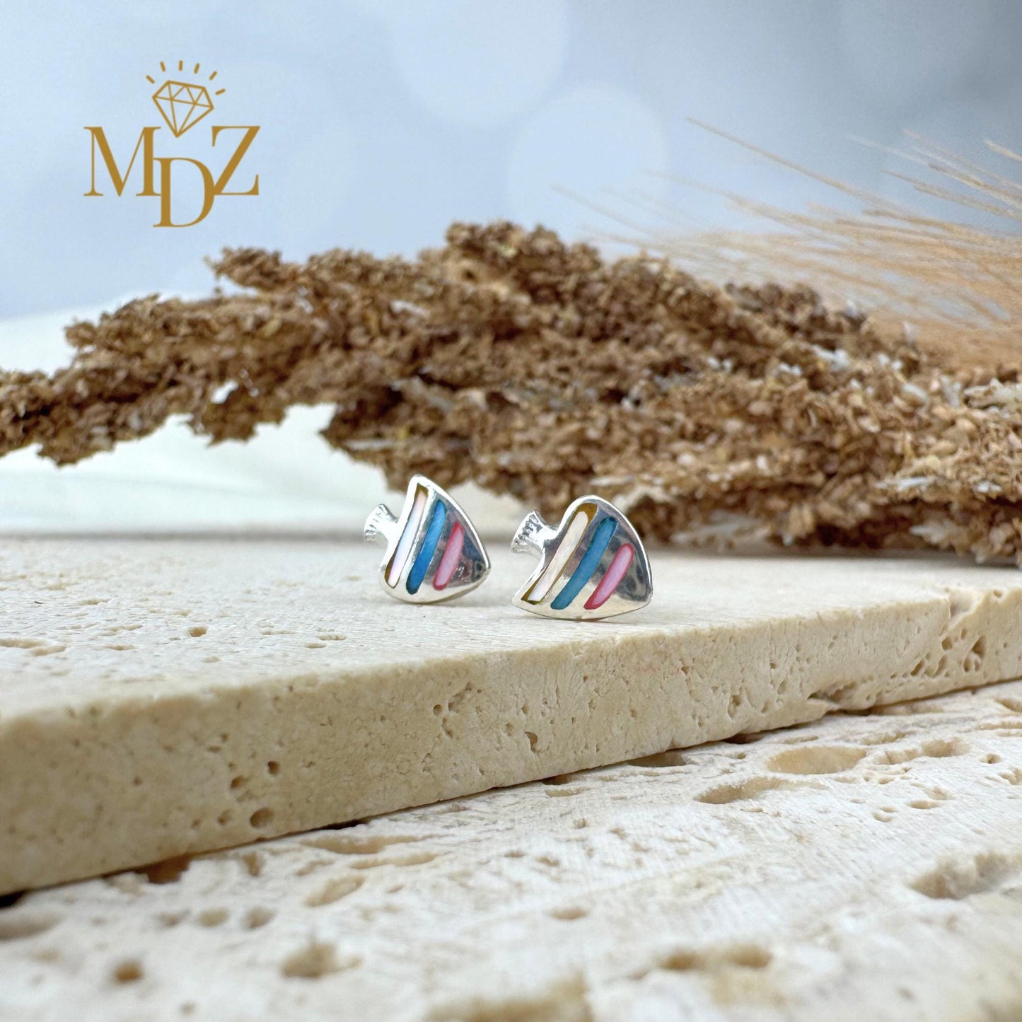 Sterling Silver Fish Earring Studs