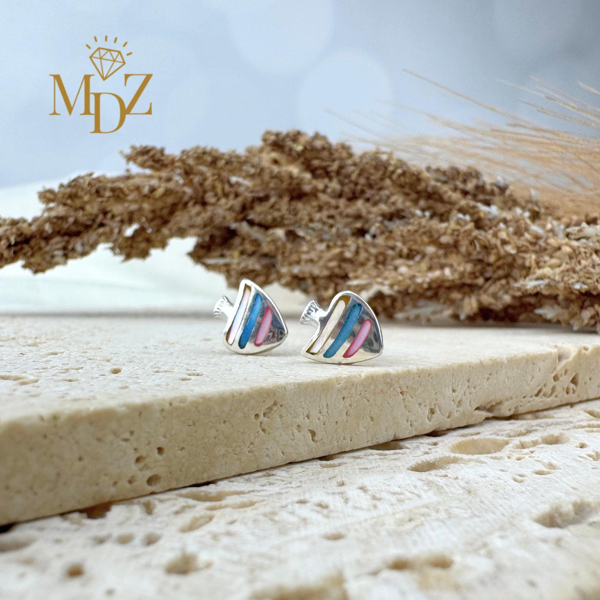 Sterling Silver Fish Earring Studs