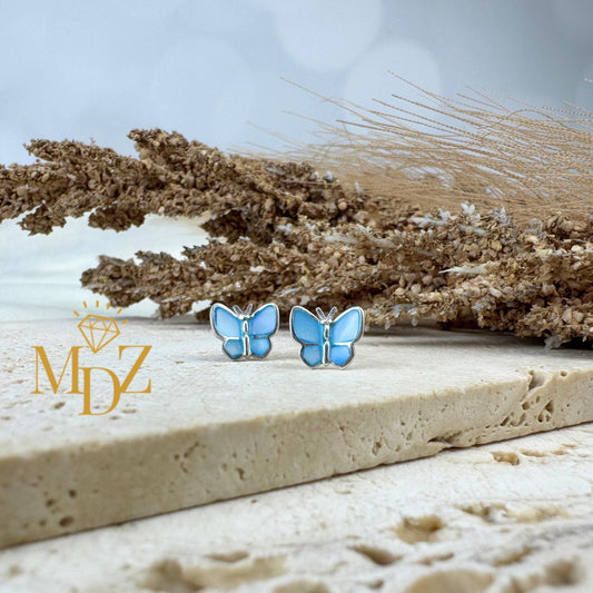 Blue Butterfly Earrings Stud