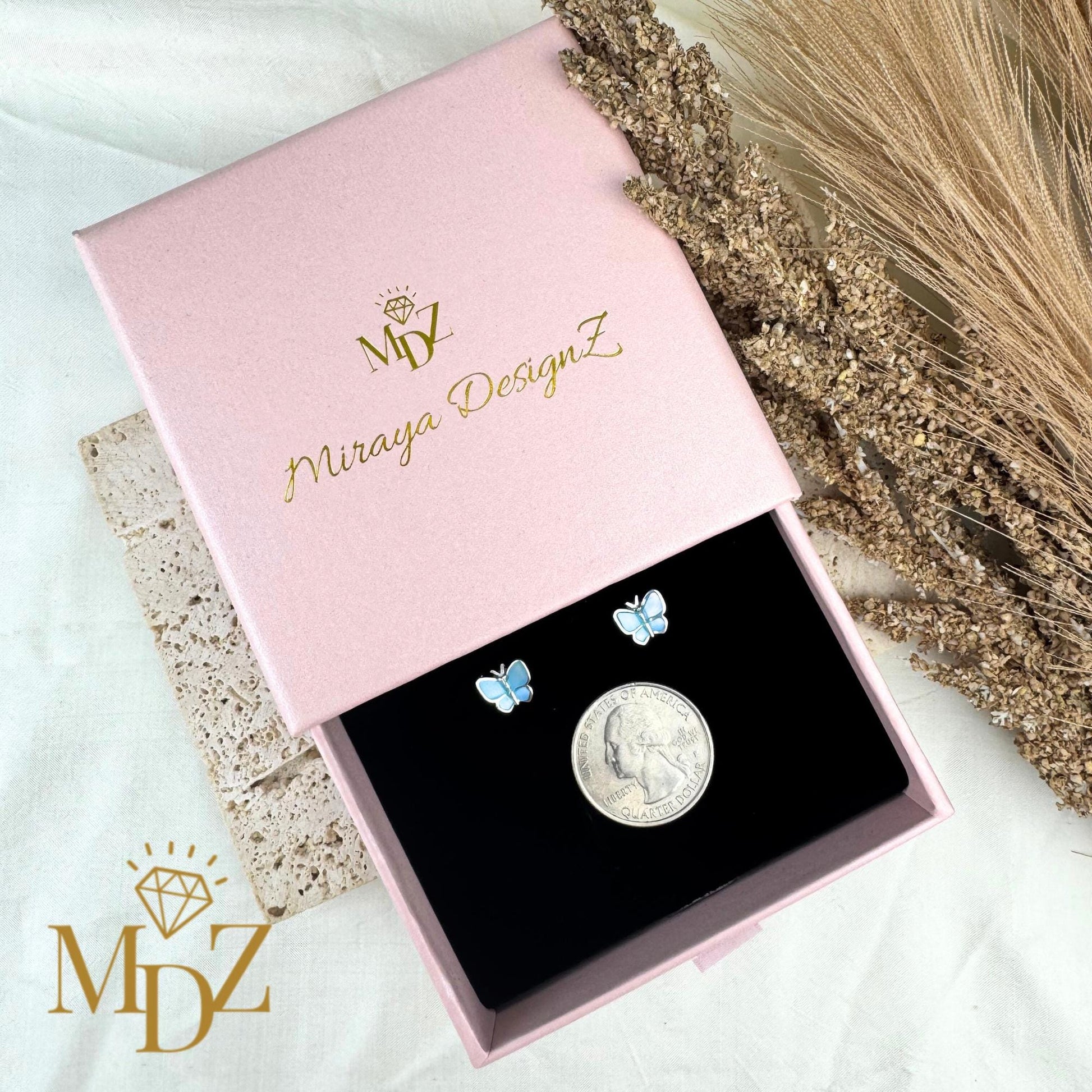 Blue Butterfly Earrings Stud