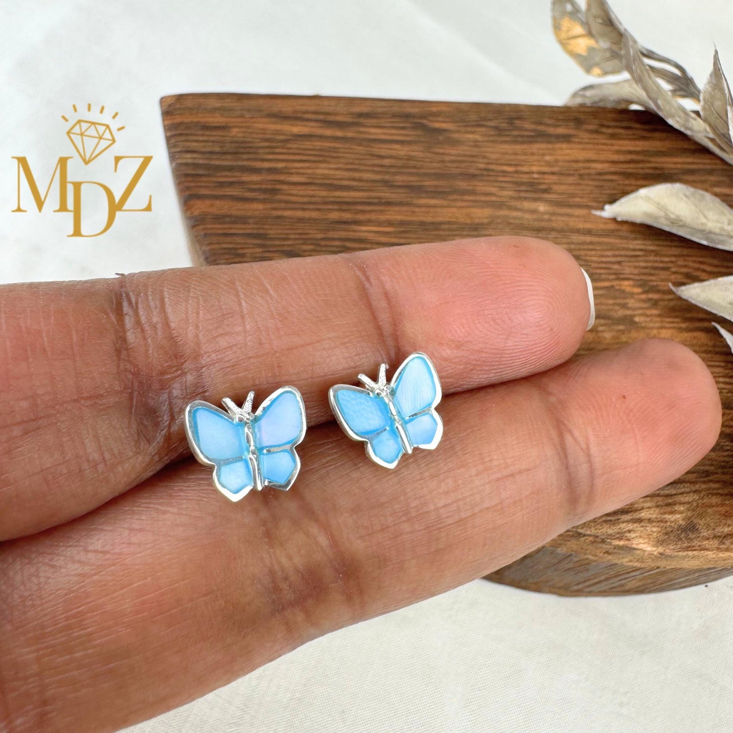 Blue Butterfly Earrings Stud