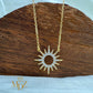 Celestial Sunburst Necklace, Dainty 18K Gold Plated CZ Pendant
