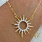 Celestial Sunburst Necklace, Dainty 18K Gold Plated CZ Pendant