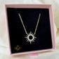 Celestial Sunburst Necklace, Dainty 18K Gold Plated CZ Pendant