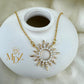 Celestial Sunburst Necklace, Dainty 18K Gold Plated CZ Pendant