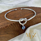Sterling Silver Love Knot Bangle: Freshwater Pearl Promise Bracelet