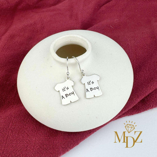 Sterling Silver Baby Outfit Earrings: “It’s A Girl” or “It’s A Boy”