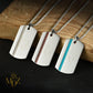 Stainless Steel Dog Tag Necklace: Opal Inlay Stripe Pendant