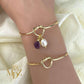 Gold Love Knot Birthstone Bracelet : Personalized 18K Gold Plated Bangle Gift for Her