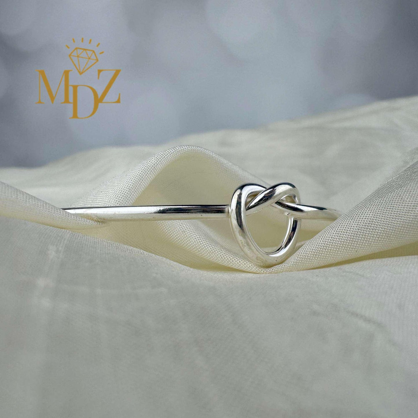 Sterling Silver Love Knot Bangle: Freshwater Pearl Promise Bracelet