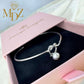 Sterling Silver Love Knot Bangle: Freshwater Pearl Promise Bracelet