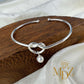 Sterling Silver Love Knot Bangle: Freshwater Pearl Promise Bracelet