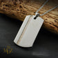 Stainless Steel Dog Tag Necklace: Opal Inlay Stripe Pendant