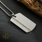 Stainless Steel Dog Tag Necklace: Opal Inlay Stripe Pendant