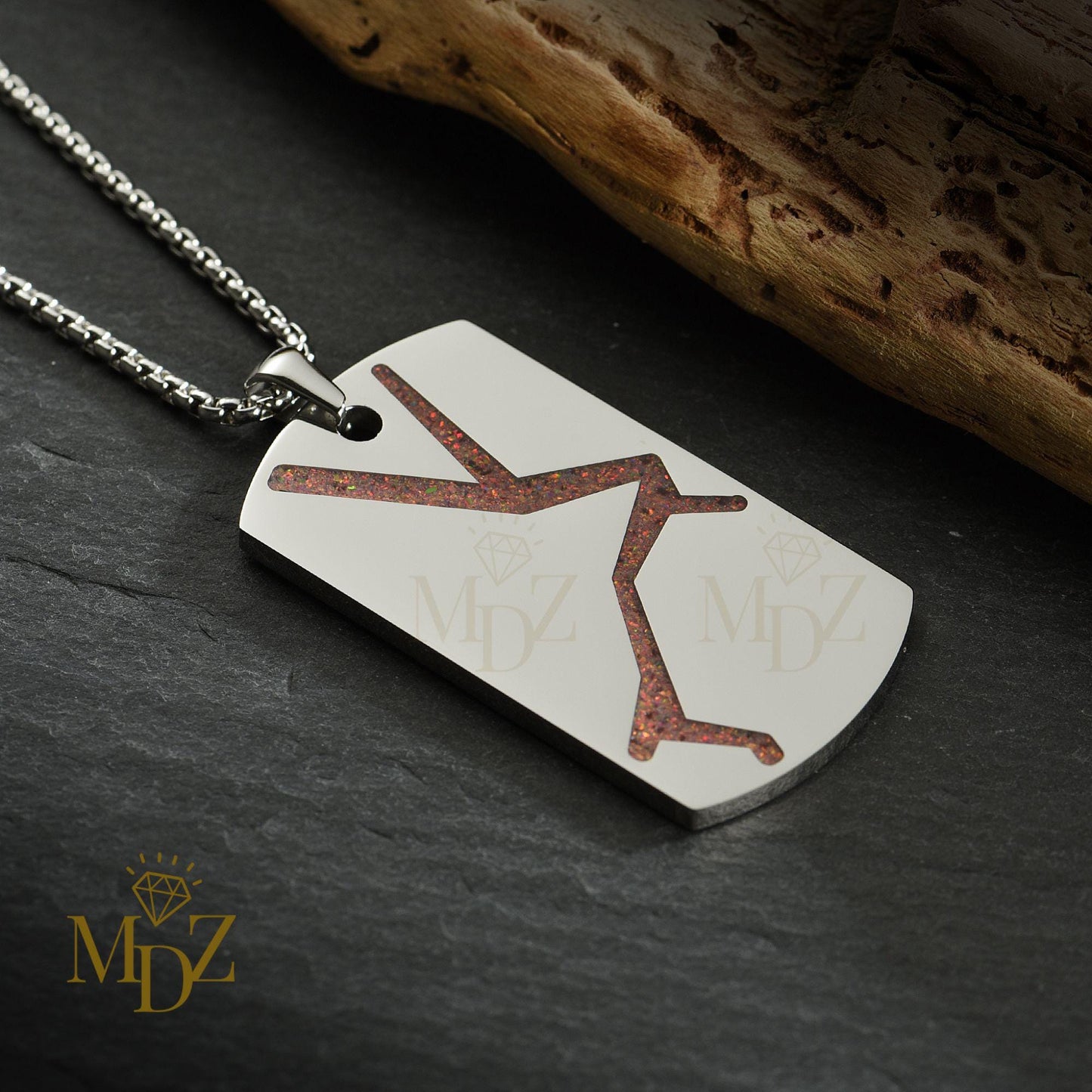 Men’s Dog Tag Opal Pendant Necklaces : Modern Stainless Steel Jewelry for Him