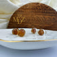 Raw Citrine Stud Earrings: Gold & Silver over Sterling Silver, Natural November Birthstone