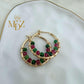 Handmade Christmas Gold Hoop Earrings : Ruby and Jade Gemstone Jewelry