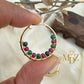 Handmade Christmas Gold Hoop Earrings : Ruby and Jade Gemstone Jewelry