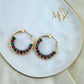 Handmade Christmas Gold Hoop Earrings : Ruby and Jade Gemstone Jewelry