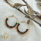 Handmade Christmas Gold Hoop Earrings : Ruby and Jade Gemstone Jewelry