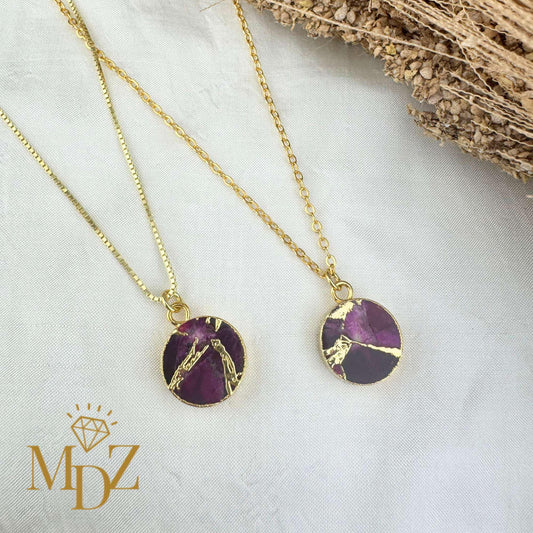 Ruby Red Mojave Turquoise Necklace: Kintsugi Gold, Minimalist Pendant