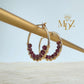 18K Gold Wire Wrapped Thin Hoop Earrings: Garnet, Moonstone & Turquoise Birthstone Jewelry