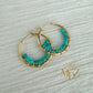 18K Gold Wire Wrapped Thin Hoop Earrings: Garnet, Moonstone & Turquoise Birthstone Jewelry