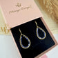 18K Gold Wire Wrapped Gemstone Teardrop Dangle Earrings : Minimalist Handmade Beaded Jewelry