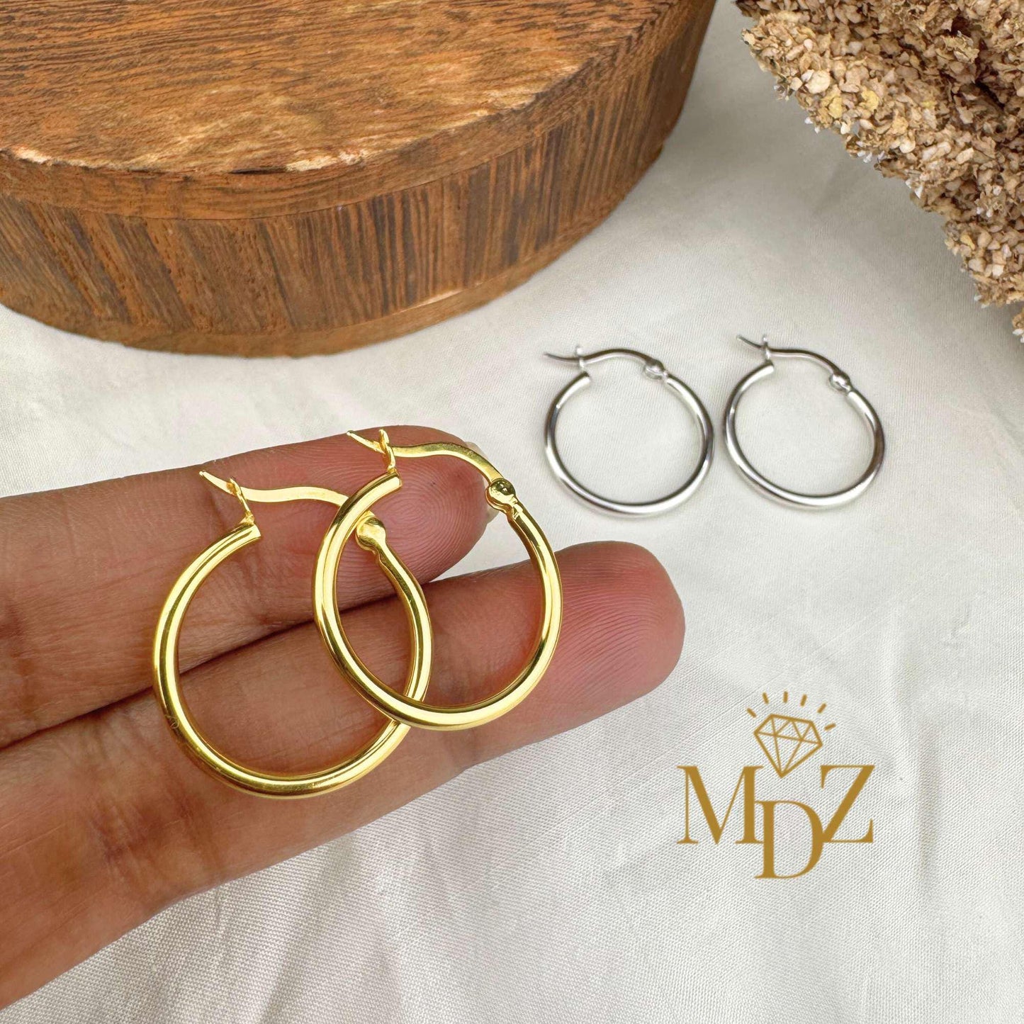 Simple Sterling Silver Hoop Earrings : Minimalist Medium Hoops